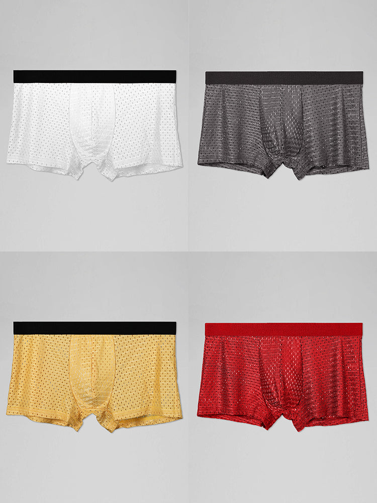 4 Pack Mesh Ice Silk Cool Fresh Men's Trunks