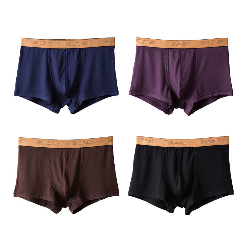Modal Ultra-soft Solid Mid-waist Men's Boxer Briefs