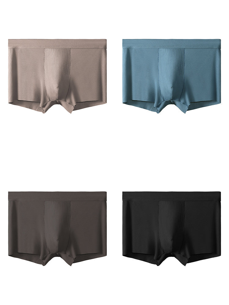 4 Pack Men's Ice Silk Seamless Trunks Underwear