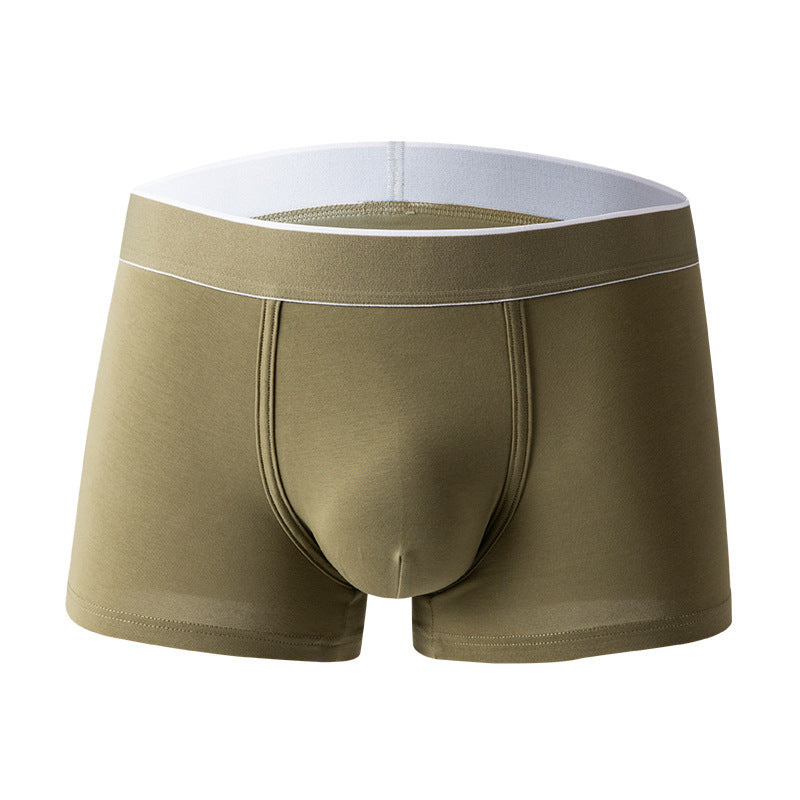 4Pcs Men's Cotton Solid Mid-rise Trunks