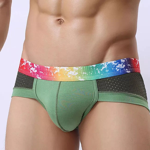 4 Pack Breathable Modal Colored Belt Briefs-rainbow pride underwear