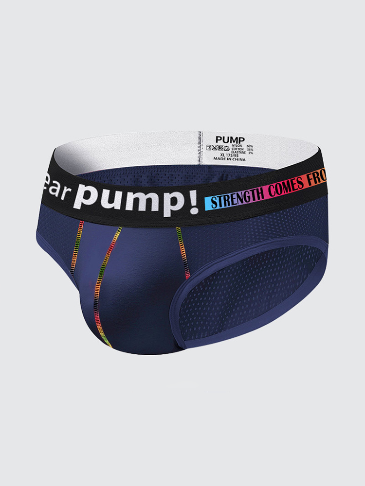 Men's Mesh Briefs With Colorful Spliced Lines