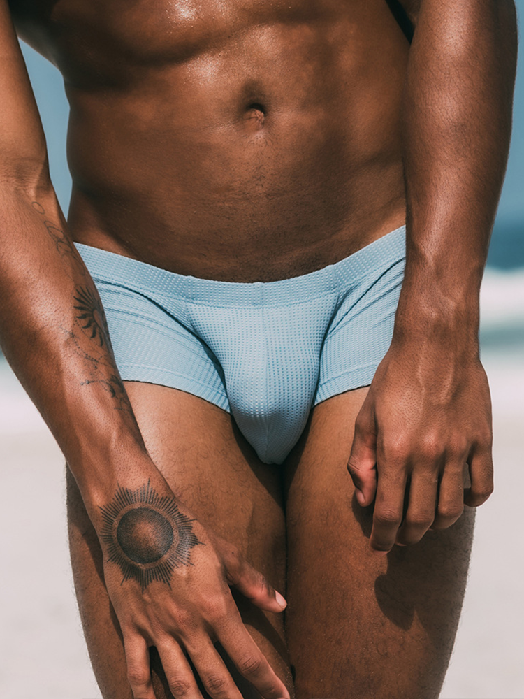 2 Pack Men's Sexy Short Legs Trunks With Large Pouch