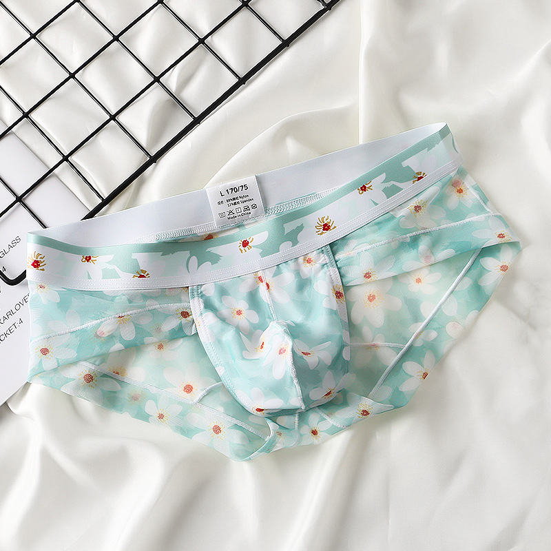 4 Pack Men's Flower Print Pouch Briefs