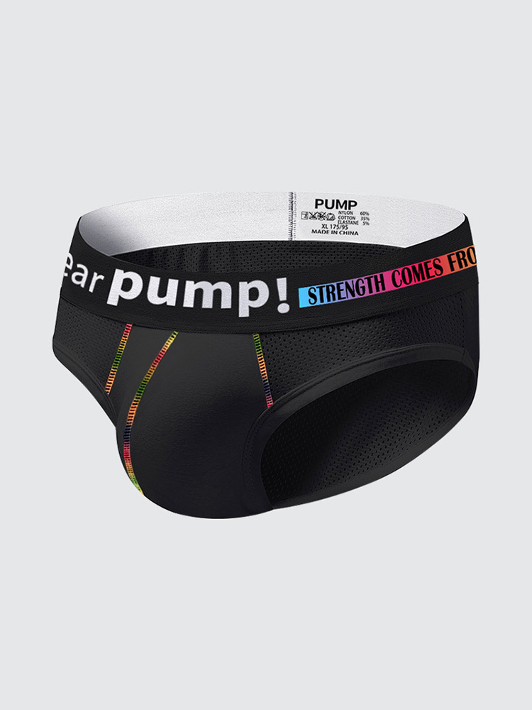 Men's Mesh Briefs With Colorful Spliced Lines