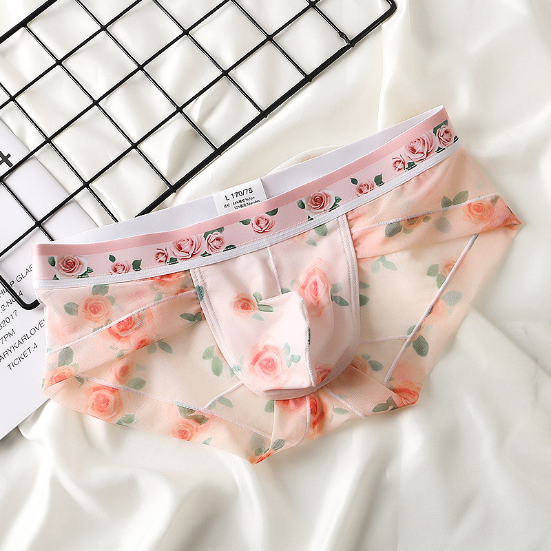 4 Pack Men's Flower Print Pouch Briefs