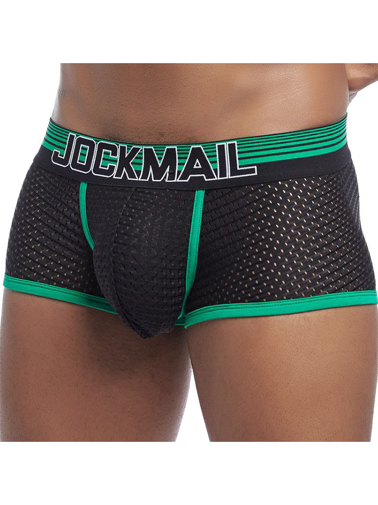 Men Breathable Nylon Patchwork Striped Briefs