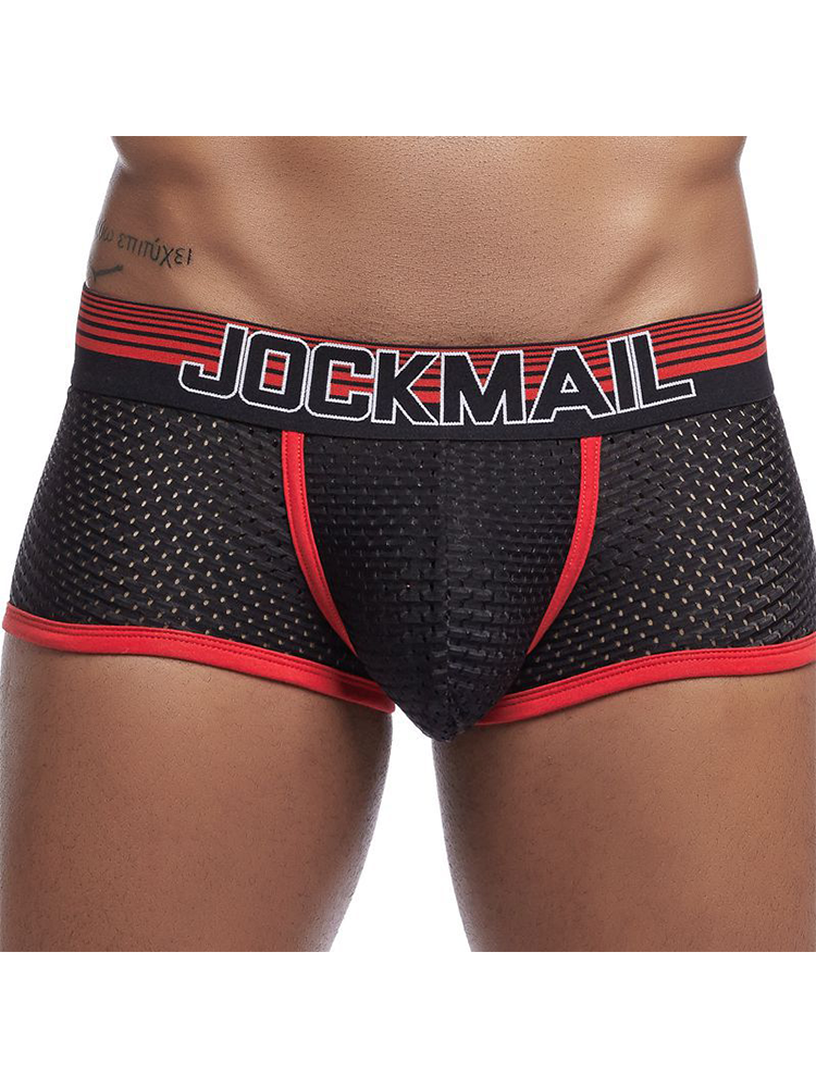 Men Breathable Nylon Patchwork Striped Briefs