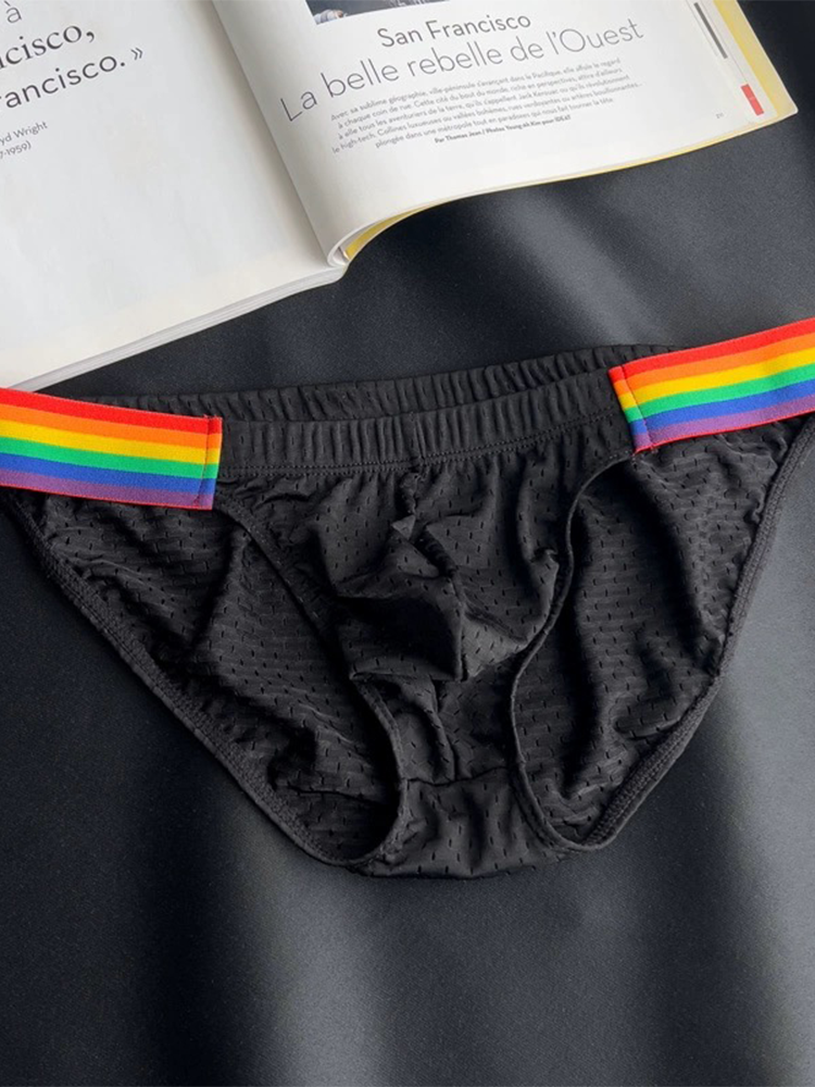 Men's Sexy Rainbow Pride Mesh Bikini