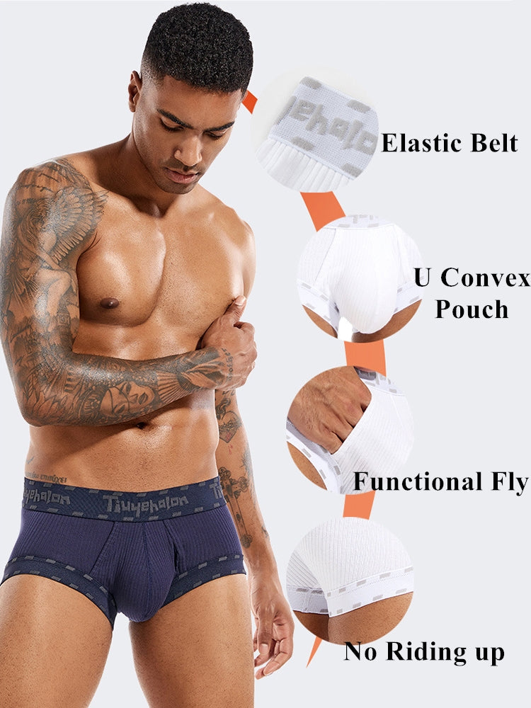 Men's Threaded Fabric Pouch Trunks With Fly