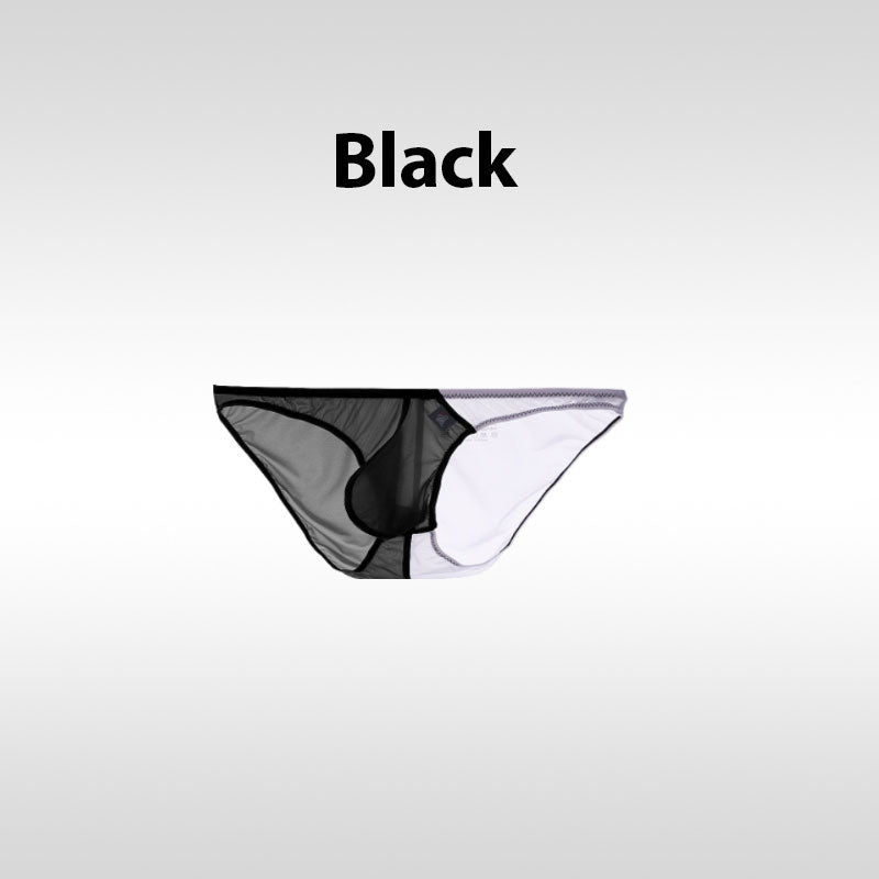 Color-Blocked Transparent Enlarged Pouch Men's Brief