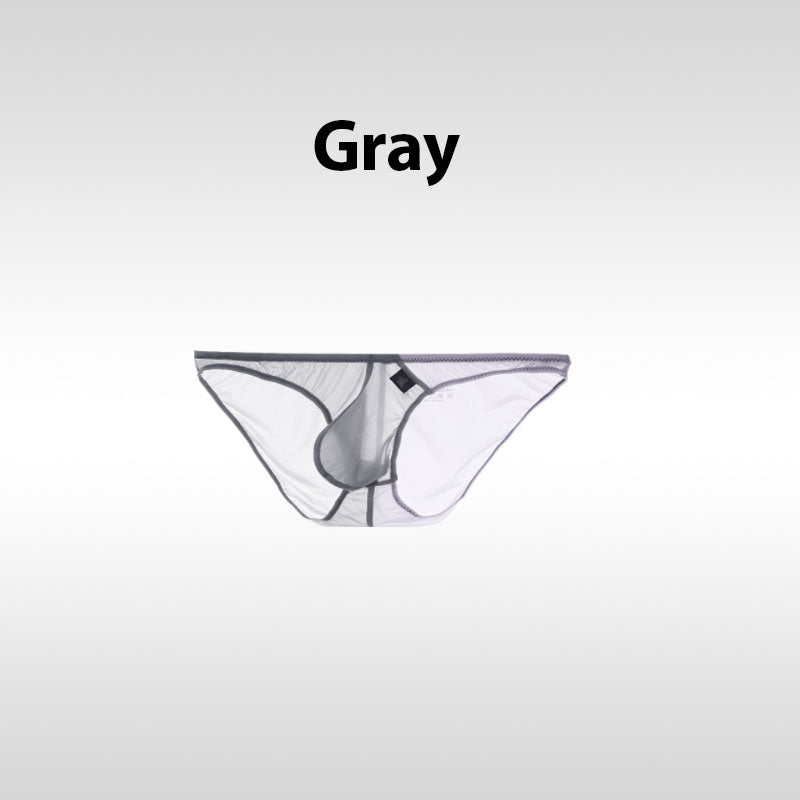 Color-Blocked Transparent Enlarged Pouch Men's Brief