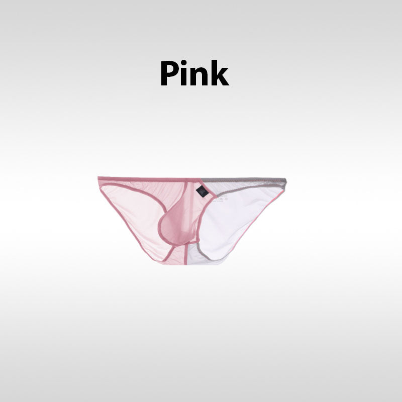 Color-Blocked Transparent Enlarged Pouch Men's Brief