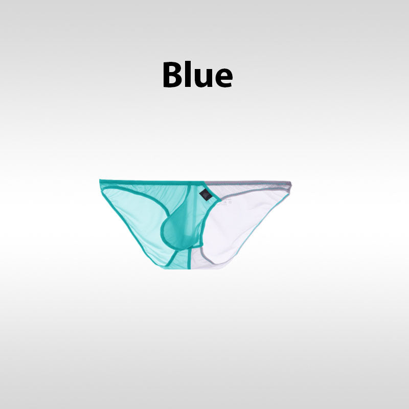 Color-Blocked Transparent Enlarged Pouch Men's Brief