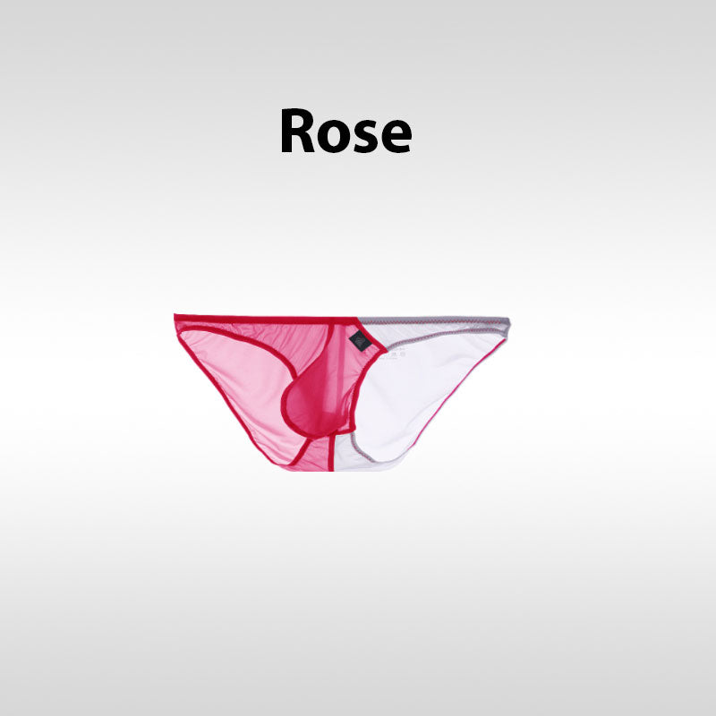 Color-Blocked Transparent Enlarged Pouch Men's Brief