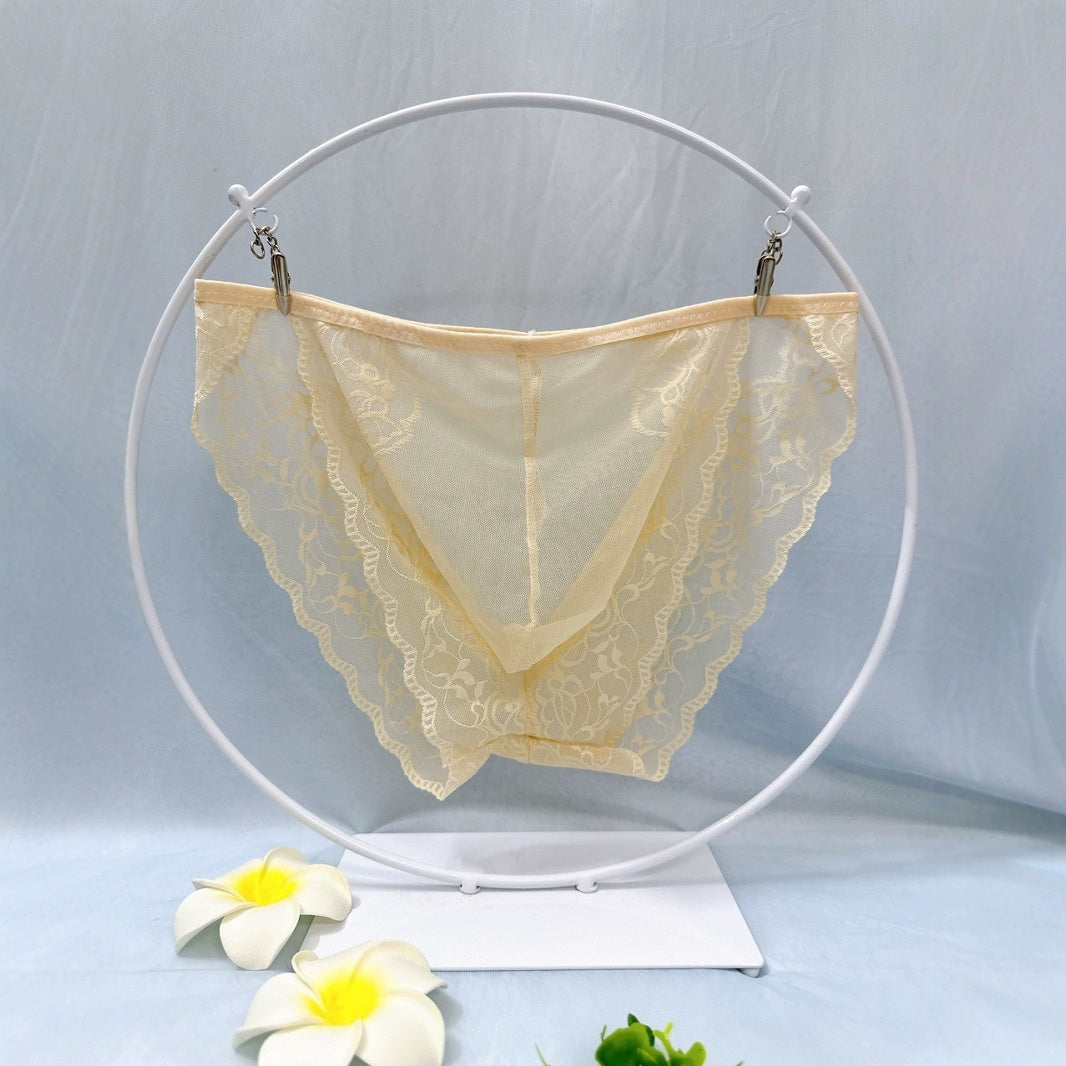 Men's Sexy Lace See Through Sheer Briefs